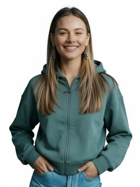 The North Face Green Zip-Up Hoodie Size M